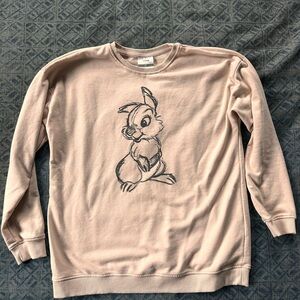 Disney Beige Crewneck Sweater with Character Design